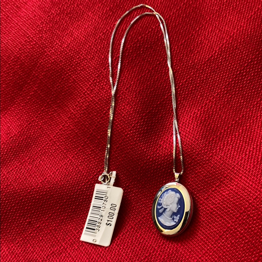 Blue Resin Cameo Lady Necklace (Locket) - Picture 4 of 8